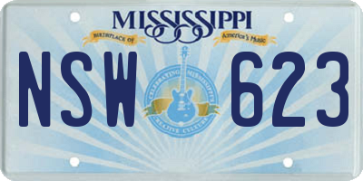 MS license plate NSW623