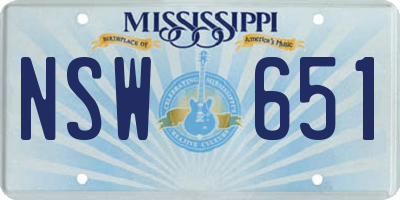 MS license plate NSW651