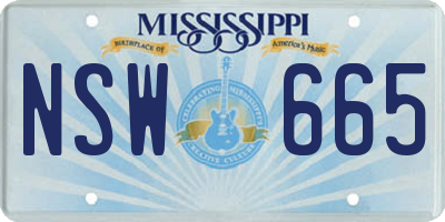 MS license plate NSW665