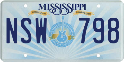 MS license plate NSW798