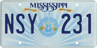 MS license plate NSY231