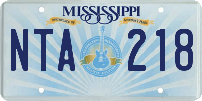 MS license plate NTA218