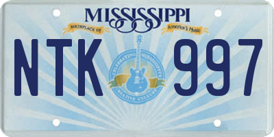 MS license plate NTK997