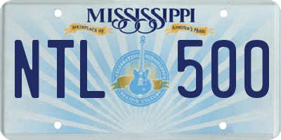 MS license plate NTL500