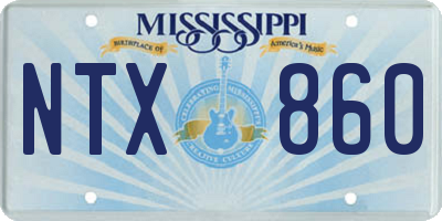 MS license plate NTX860