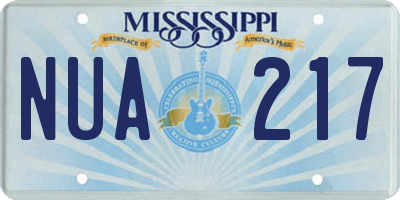 MS license plate NUA217