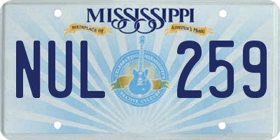 MS license plate NUL259