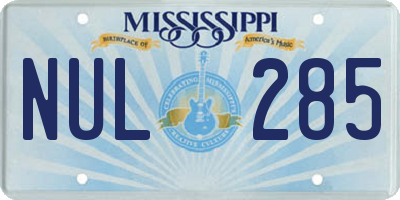 MS license plate NUL285