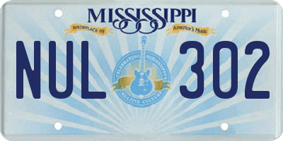MS license plate NUL302