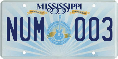 MS license plate NUM003