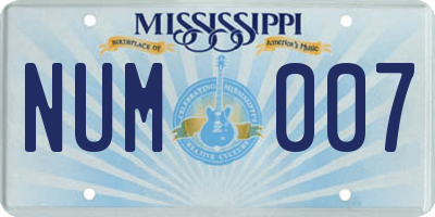 MS license plate NUM007
