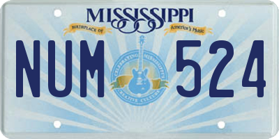 MS license plate NUM524
