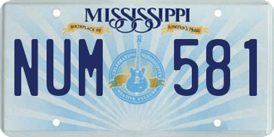 MS license plate NUM581