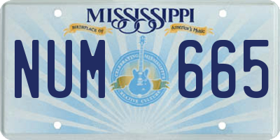 MS license plate NUM665