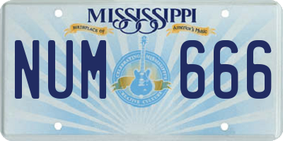 MS license plate NUM666