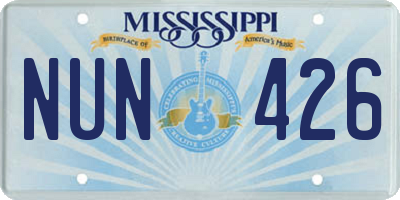 MS license plate NUN426
