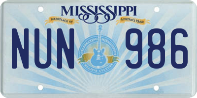 MS license plate NUN986