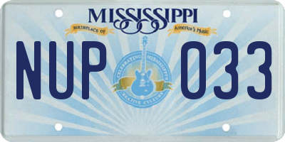 MS license plate NUP033