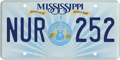 MS license plate NUR252