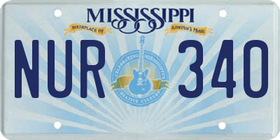 MS license plate NUR340