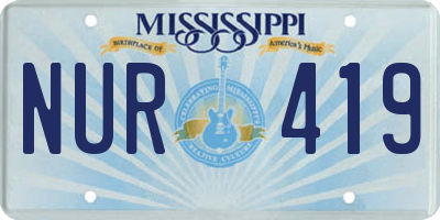 MS license plate NUR419