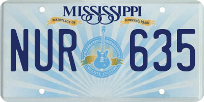MS license plate NUR635
