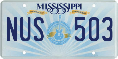 MS license plate NUS503