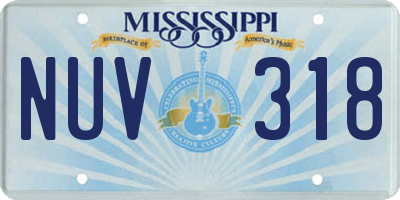 MS license plate NUV318