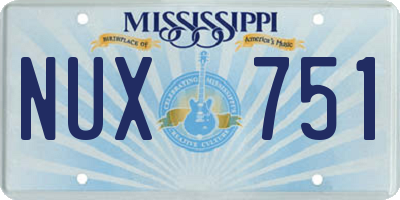 MS license plate NUX751