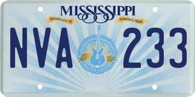 MS license plate NVA233