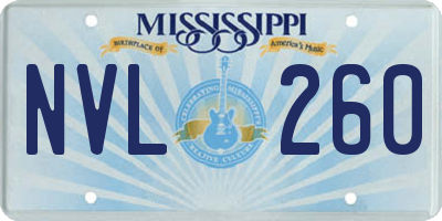 MS license plate NVL260