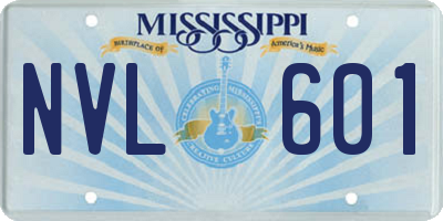 MS license plate NVL601