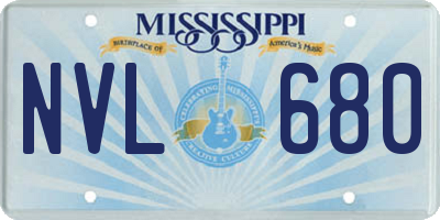 MS license plate NVL680