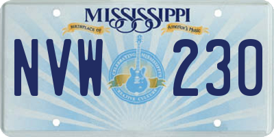 MS license plate NVW230