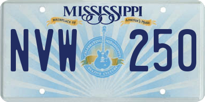 MS license plate NVW250