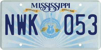 MS license plate NWK053