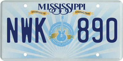 MS license plate NWK890