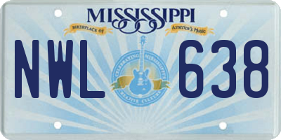 MS license plate NWL638
