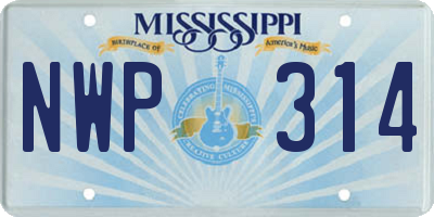 MS license plate NWP314