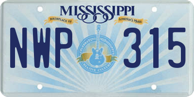 MS license plate NWP315