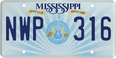 MS license plate NWP316
