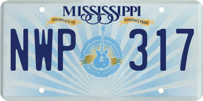 MS license plate NWP317