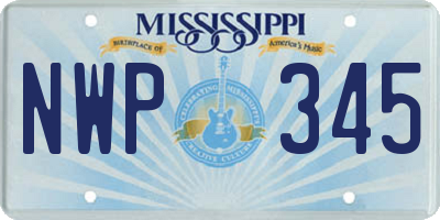 MS license plate NWP345