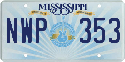 MS license plate NWP353