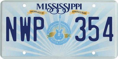 MS license plate NWP354