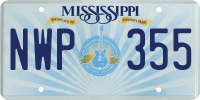 MS license plate NWP355