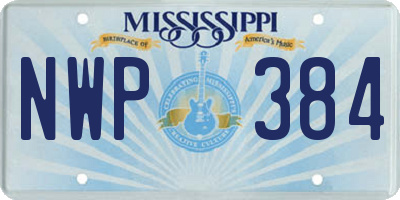 MS license plate NWP384