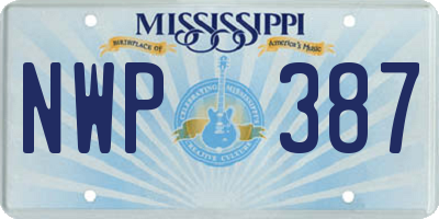 MS license plate NWP387