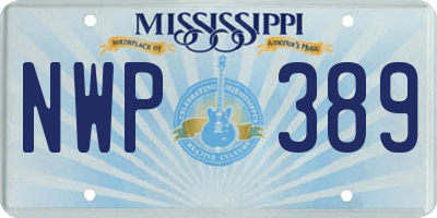 MS license plate NWP389