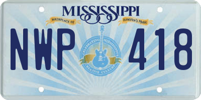 MS license plate NWP418
